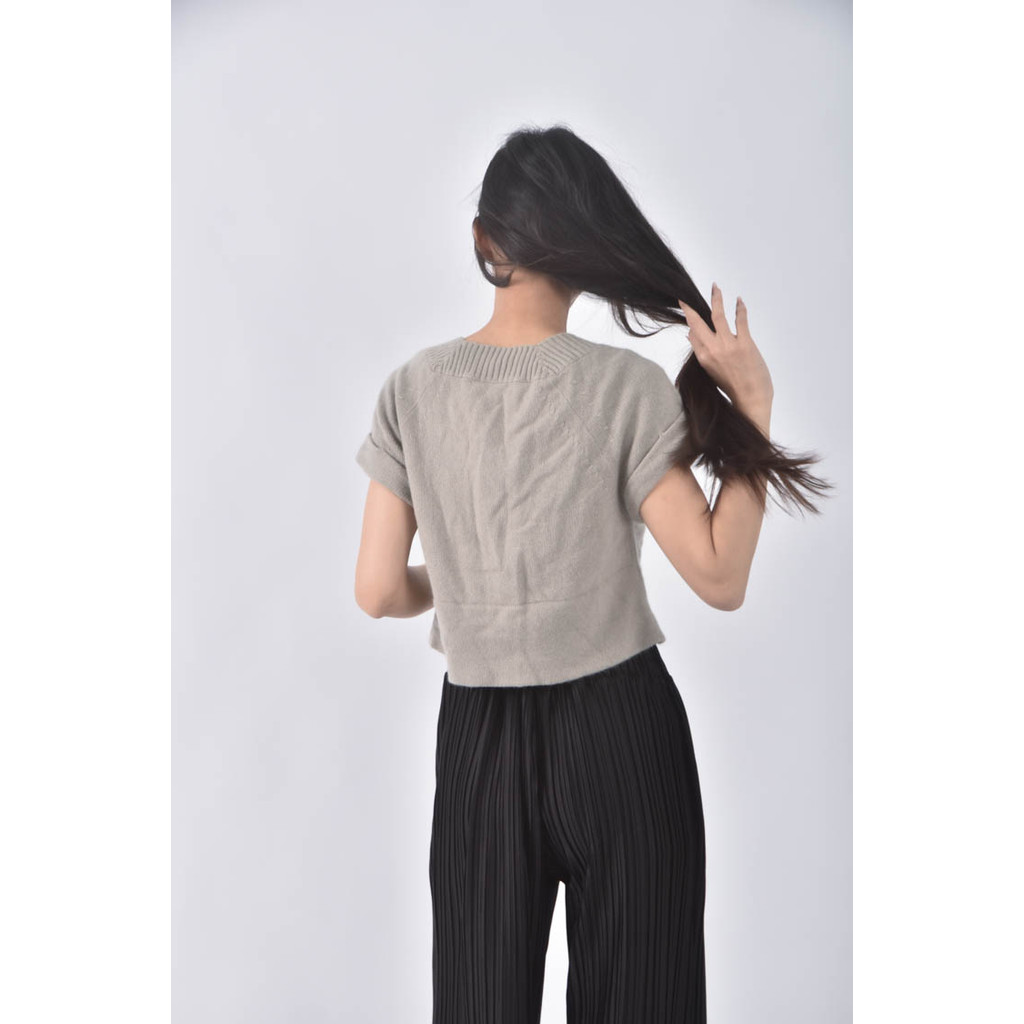 (XS（含）以下) tsesay線條灰色短袖上衣二手衣, , large