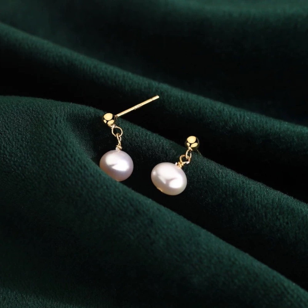 韓版s925純銀精緻典雅珍珠耳釘耳環  附馬卡收納盒 , , large