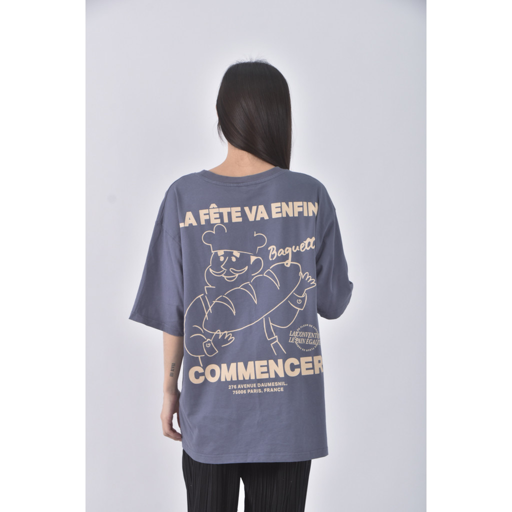 (L) net質感棉質純棉藍色短袖上衣二手衣, , large