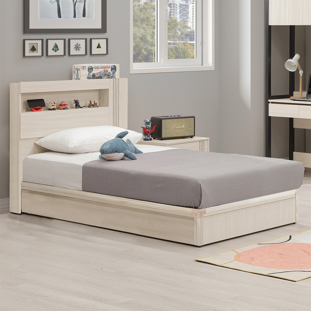 【Homelike】 喜家居附插座收納床台組-單人3.5尺(2542), , large