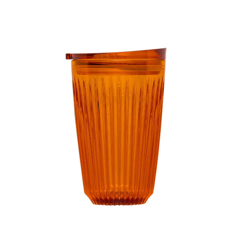 【Huskee】 Reusable Coffee Cup HuskeeRenew Tritan 8oz Amber (w/stopper lid) , , large