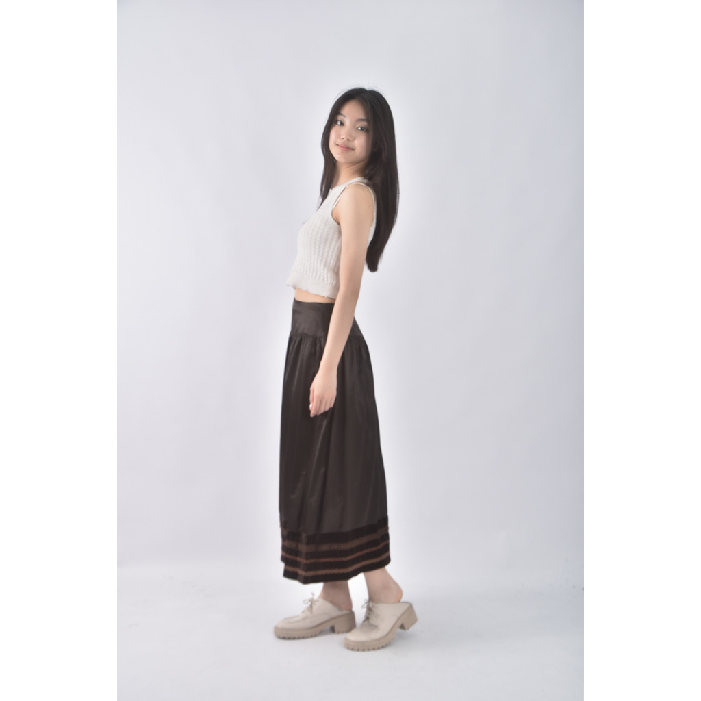 (L) reico hsu棉質素面棕色長裙二手衣, , large