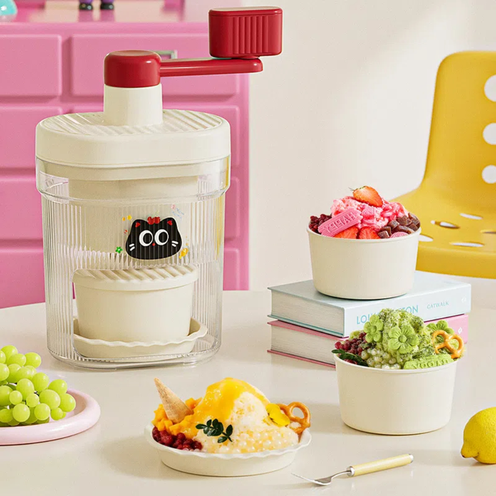 【A&R】吾家有貓手搖DIY刨冰機 附碗x2+碗蓋x2+盤x4 - 元氣紅, , large