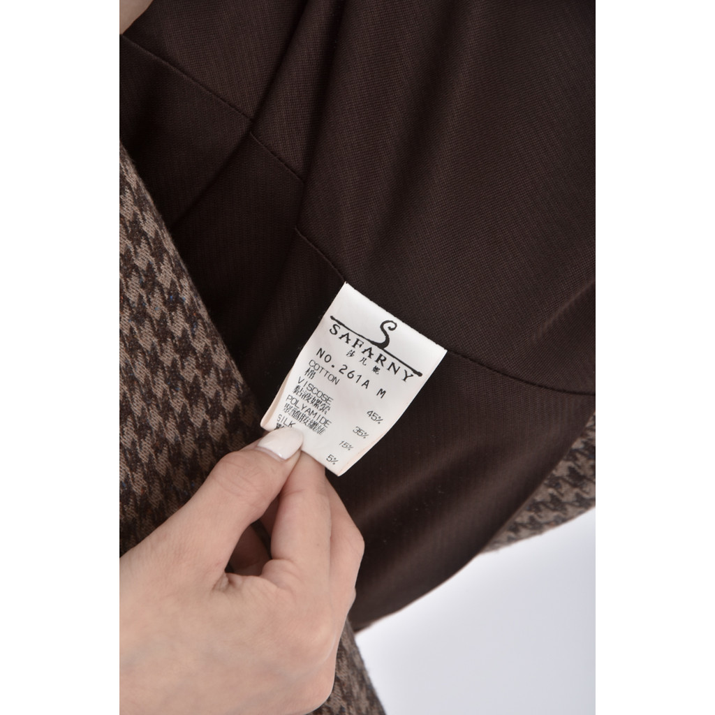 (S) safarny格紋棕色長袖上衣二手衣, , large