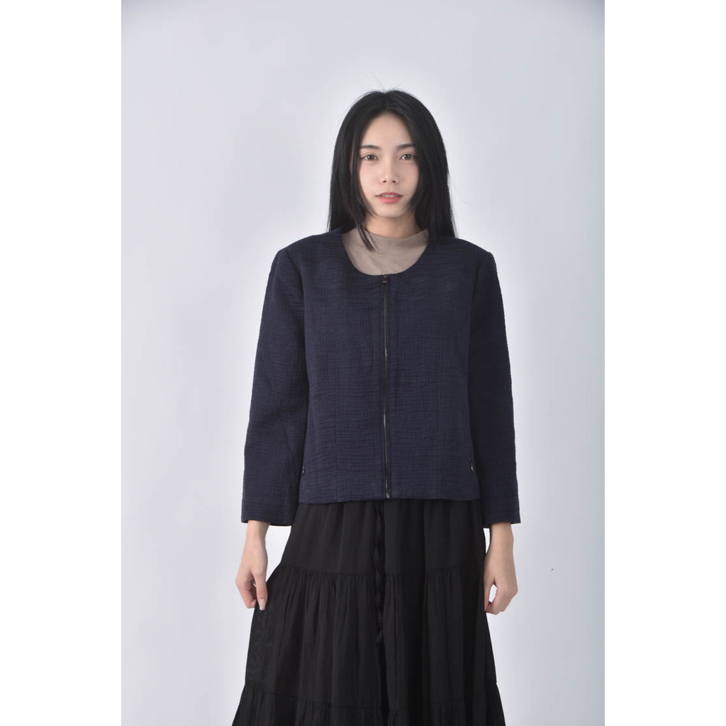 (M) g2000質感棉質拉線藍色外套二手衣, , large