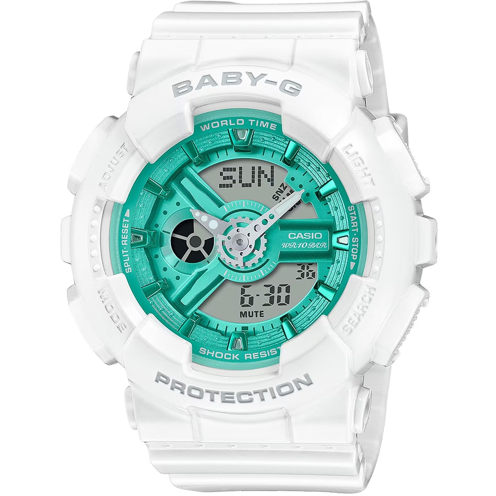 CASIO 卡西歐 Baby-G 金屬色雙顯手錶 BA-110XWS-7A, , large