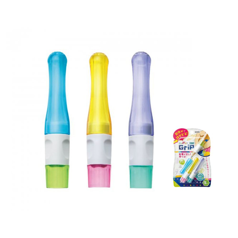 【龍品文創】日本SONIC 筆蓋握筆器-SK-2607-RE 筆蓋握筆器-彩虹, , large