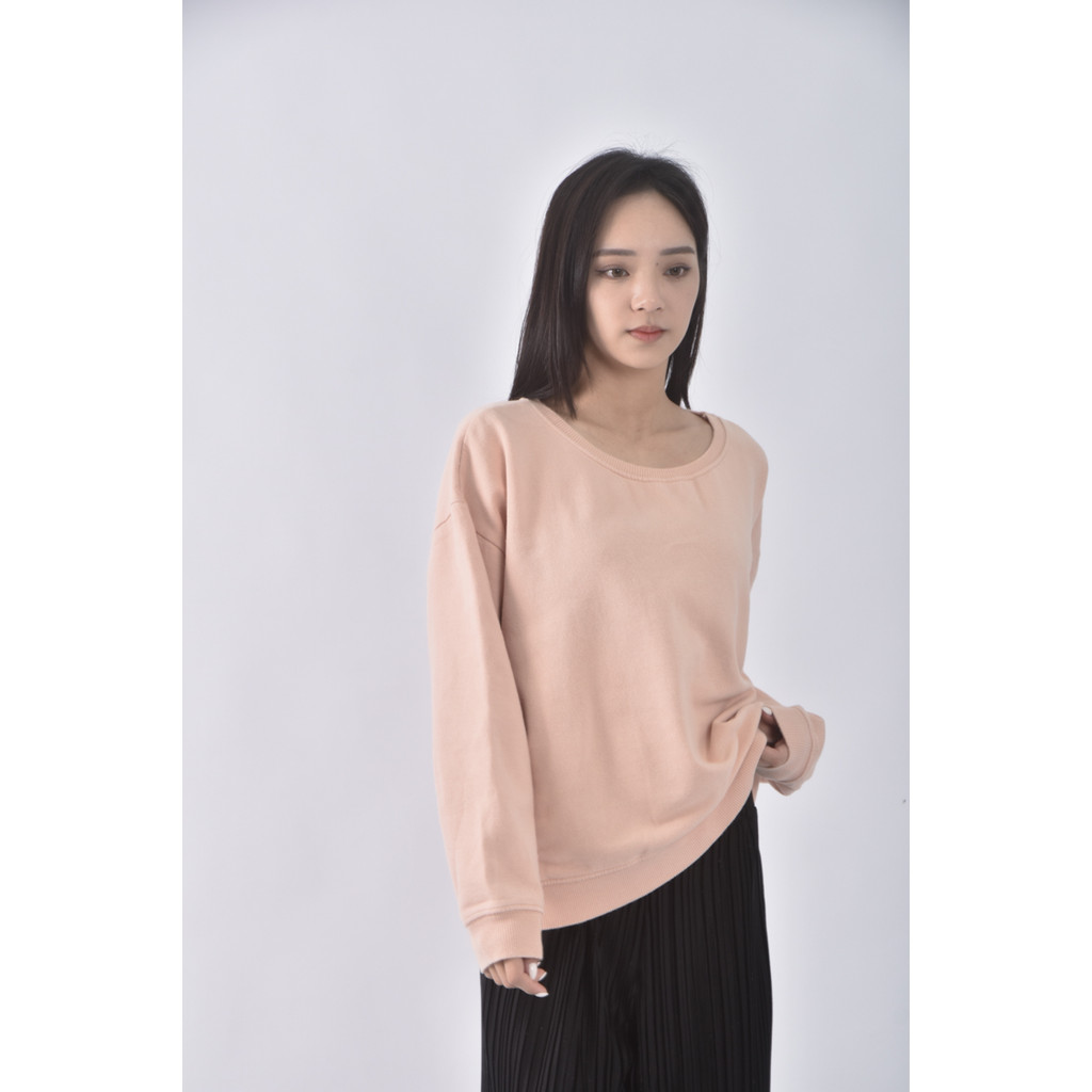 (2XL) atmosphere棉質圓領粉色長袖上衣二手衣, , large