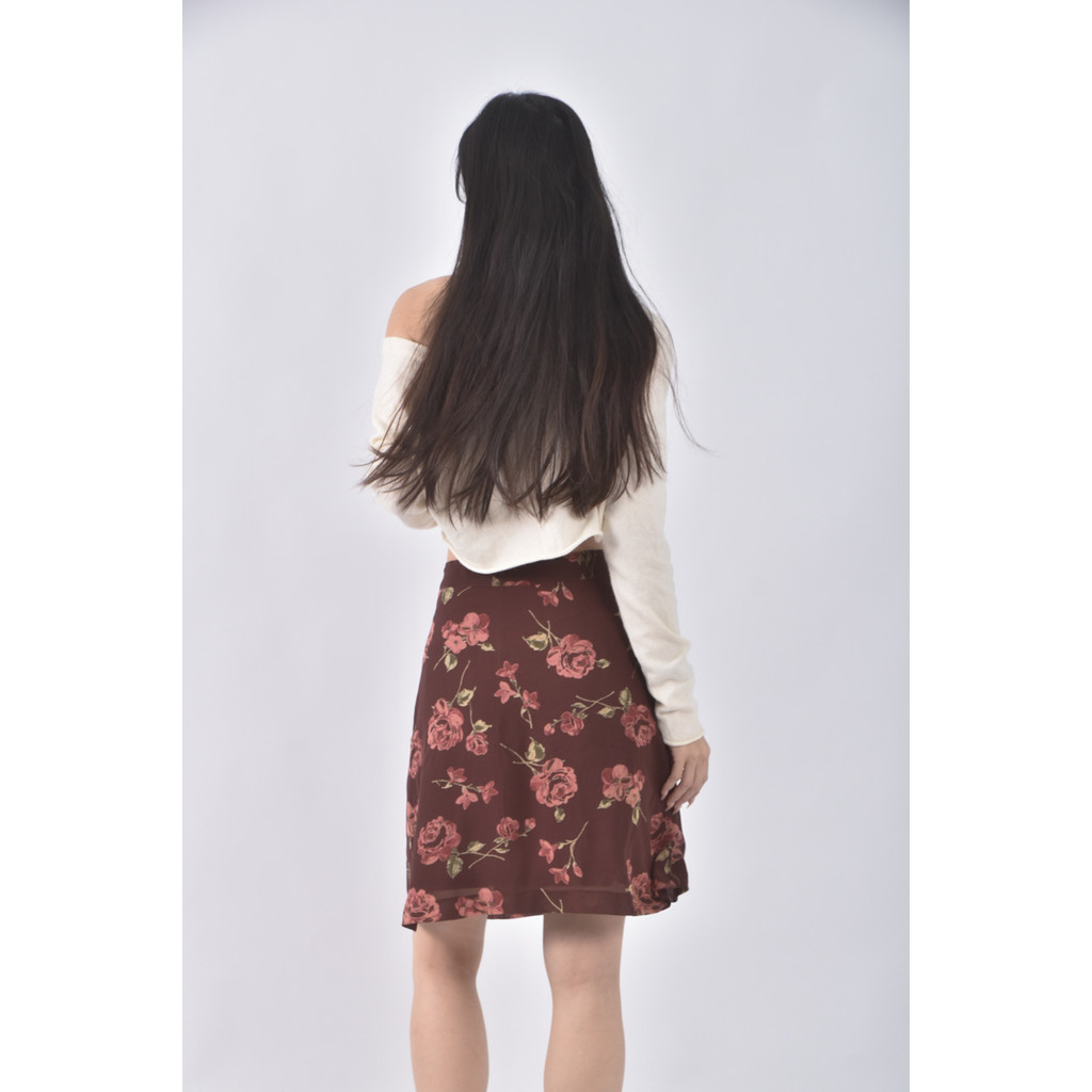 (S) 花紋棕色短裙二手衣, , large