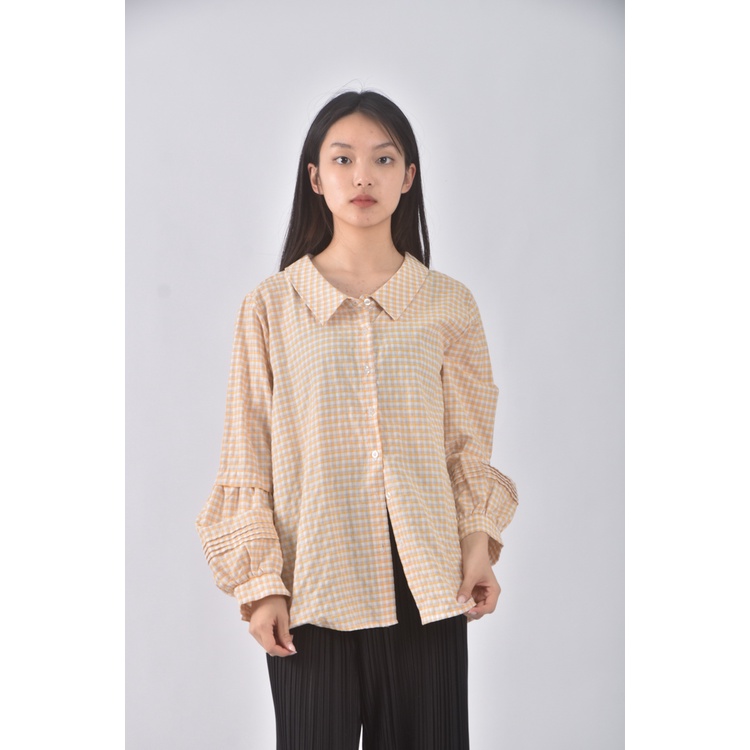 (XL) ob style格紋黃色襯衫上衣二手衣, , large