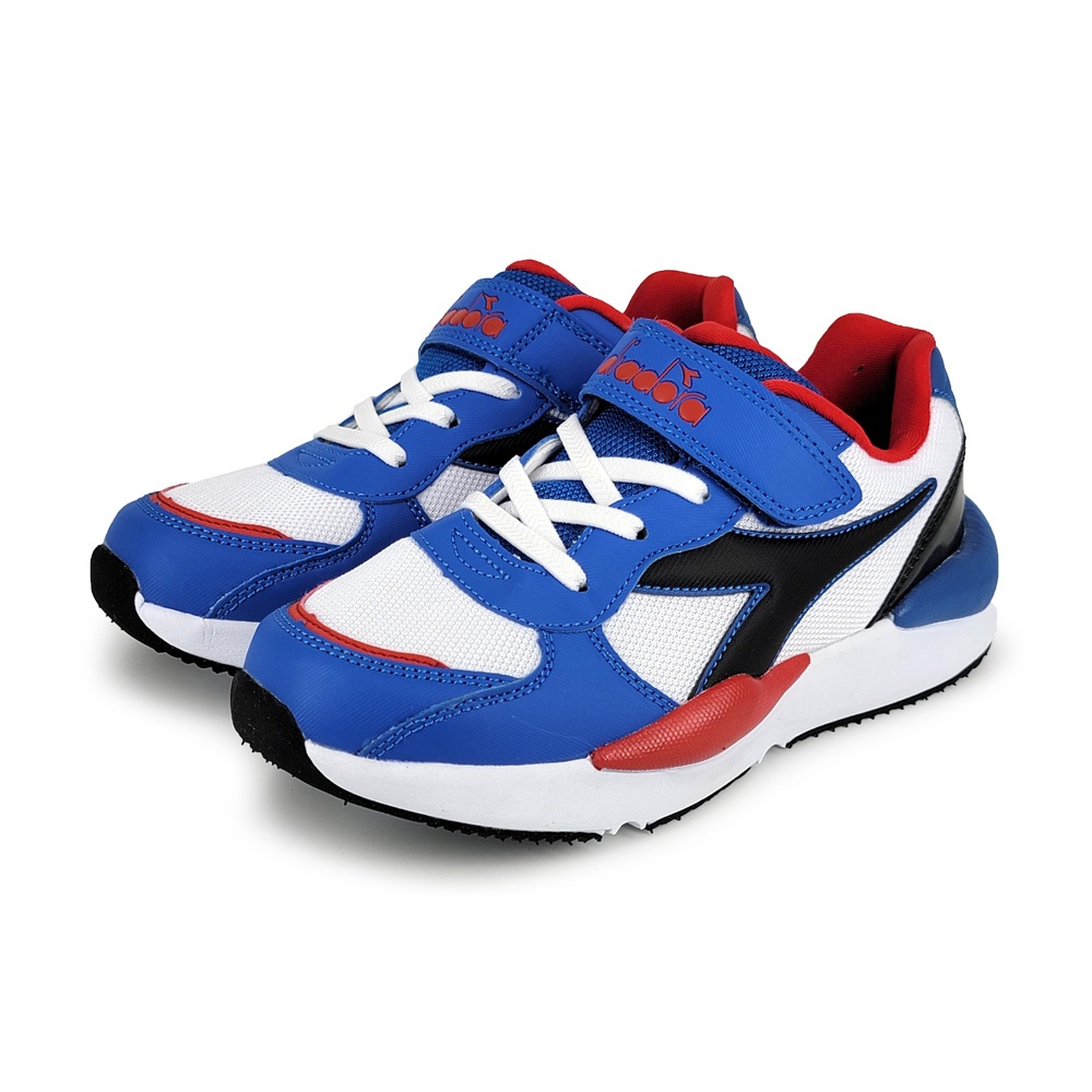 DIADORA迪亞多那 兒童輕量時尚跑鞋 童運動鞋 童鞋 魔鬼氈 透氣 保護後跟 吸震 減壓 健康鞋墊 止滑 黑綠 白藍, , large