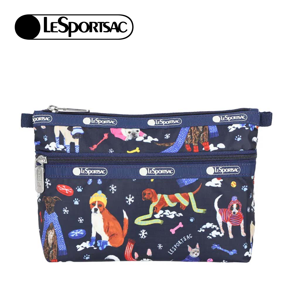 |快速出貨|Lesportsac Cosmetic Clutch 雙層拉鍊收納化妝包/ 雪國汪星人, , large