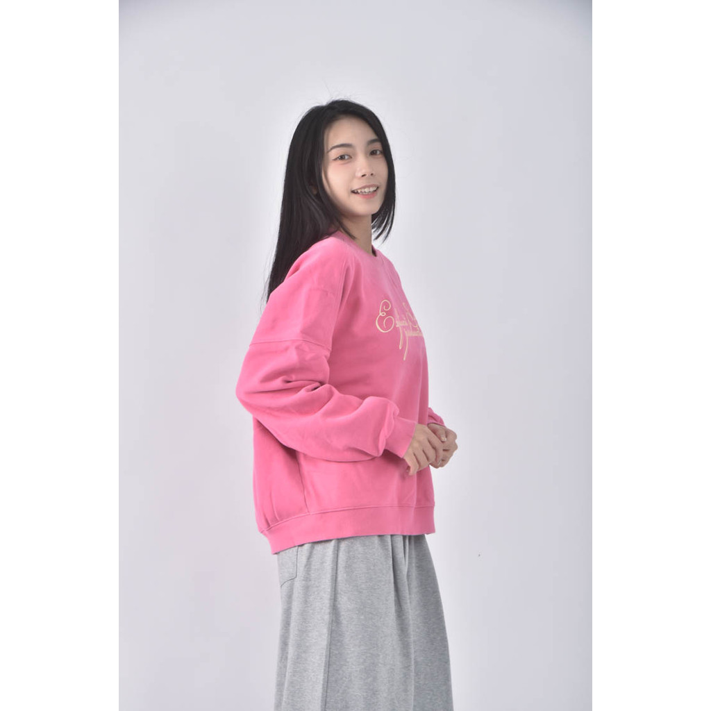 (F) acre運動質感圓領粉色長袖上衣二手衣, , large