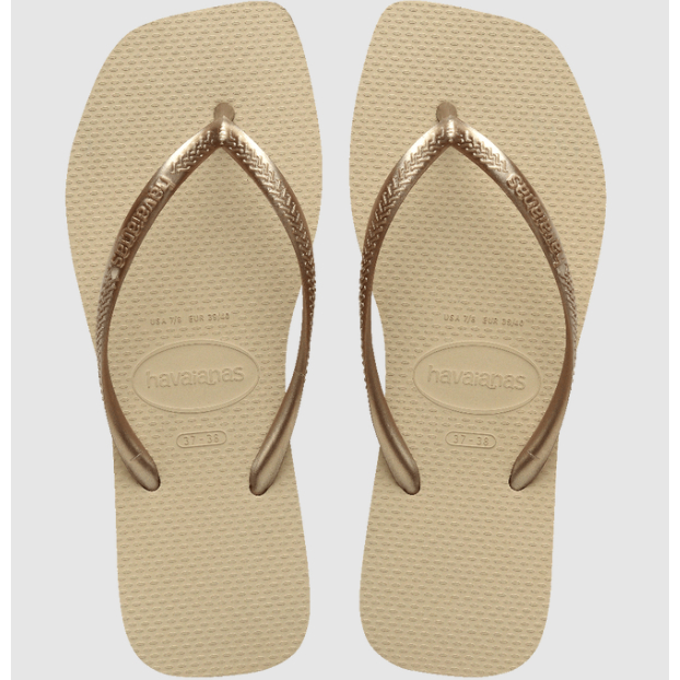 [巴拉娜巴西人字拖專賣店]中壢實體店面 Havaianas哈瓦仕 夾腳拖 SLIM SQUARE 方形 方頭 沙金色 海灘  女款, , large