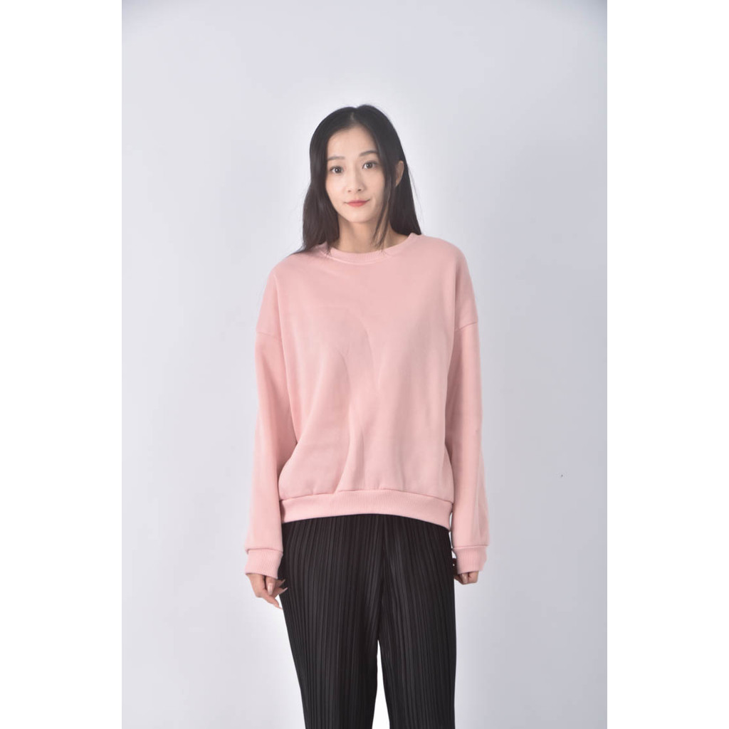 (F) 【又又私服】playroom韓牌運動素面粉色長袖上衣二手衣, , large