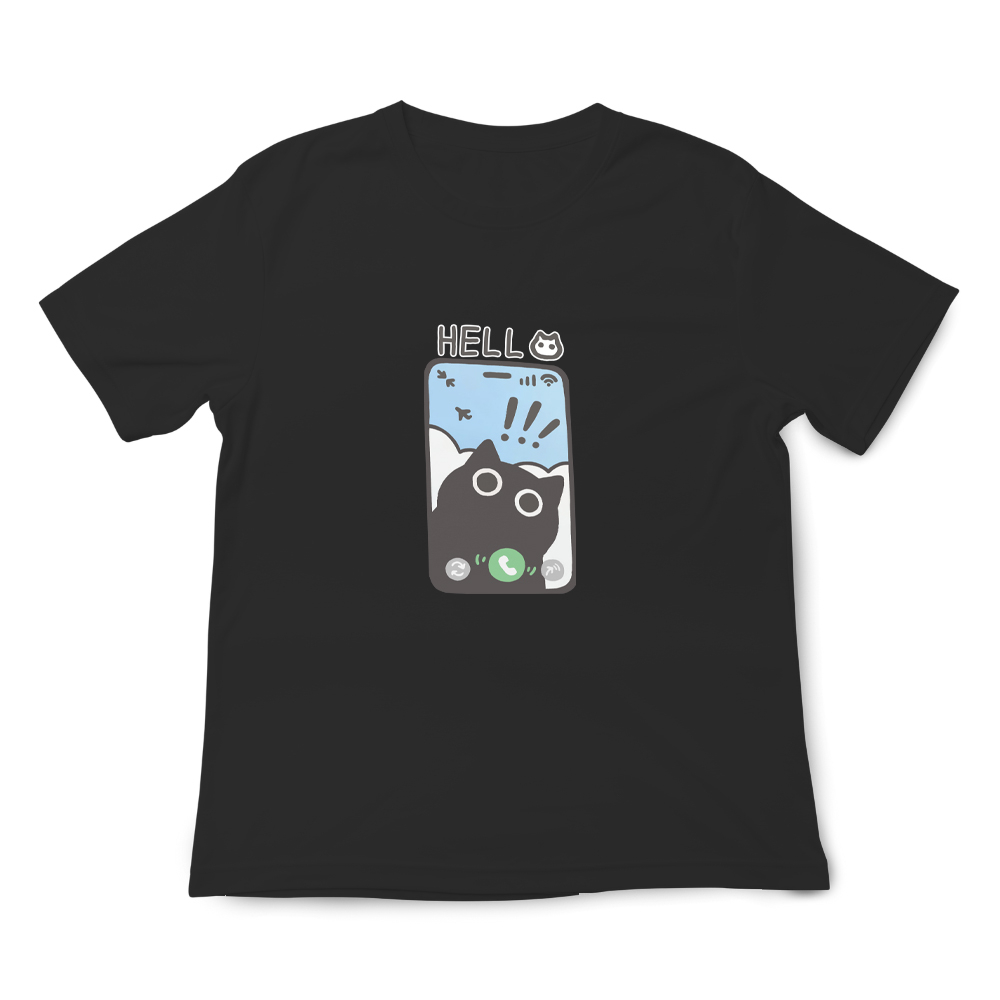 JZ TEE Black Cat - HELLO Graphic Tee, , large