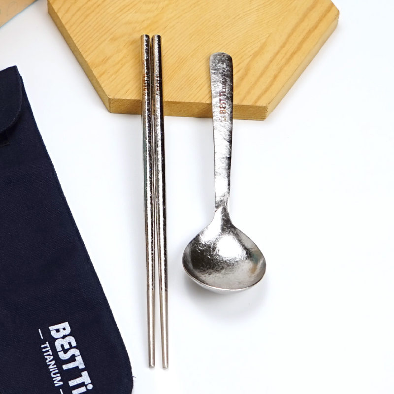 【純鈦冰晶阿湯筷匙組 鈦原色】環保筷 鈦筷 八角筷 鈦湯匙 大湯匙 筷子湯匙餐具組 環保餐具 露營餐具 攜帶餐具 鈦餐具 冰晶, , large