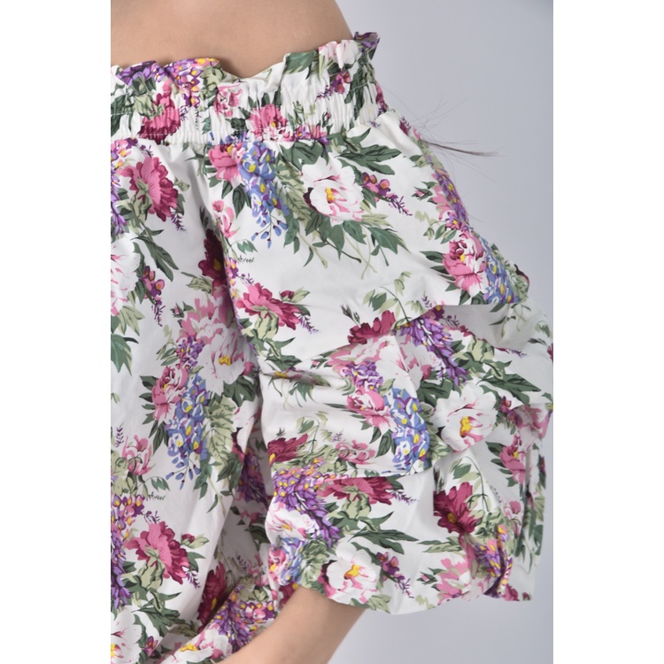 (M) 【房業涵私服】mango花卉白色上衣二手衣, , large