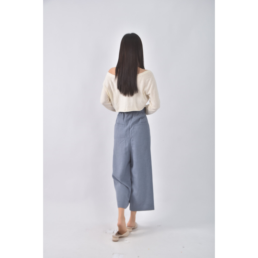 (L) gozo高腰鬆緊腰藍色長褲二手衣, , large