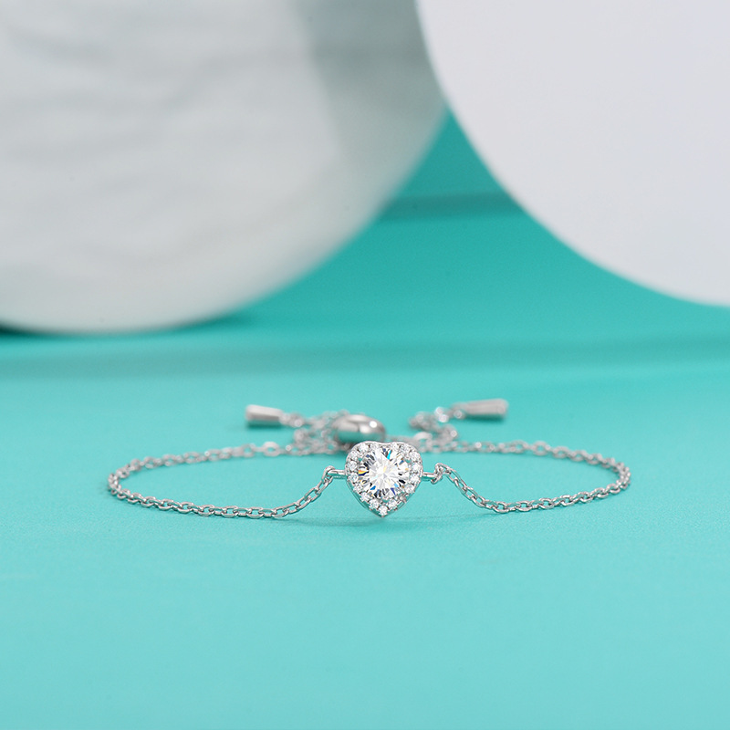 【A&R】莫桑鑽心心相印手鍊0.5克拉附精美禮盒, , large