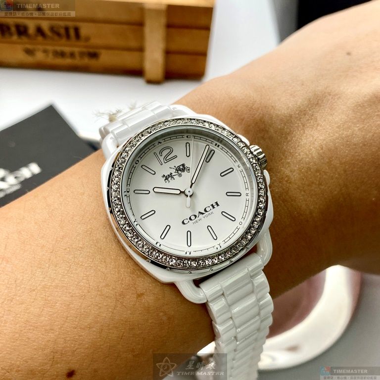 [星晴錶業]COACH手錶,34mm,CH00069白色錶面白錶殼白陶瓷錶帶款, , large