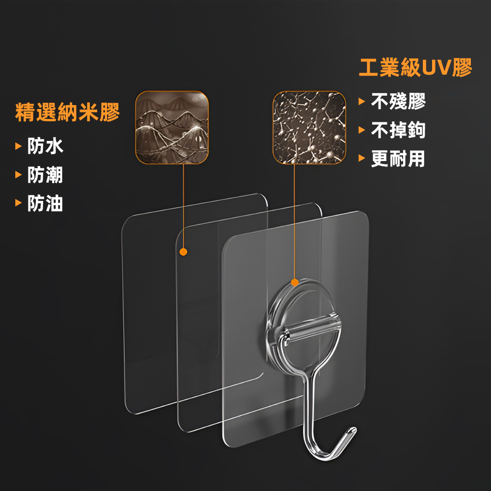 【上手家居】台灣奈米膠無痕掛勾 10入組 無痕掛勾(無痕掛鉤/牆壁掛鉤/浴室掛鉤/免打孔/掛勾貼片/免釘掛勾), , large