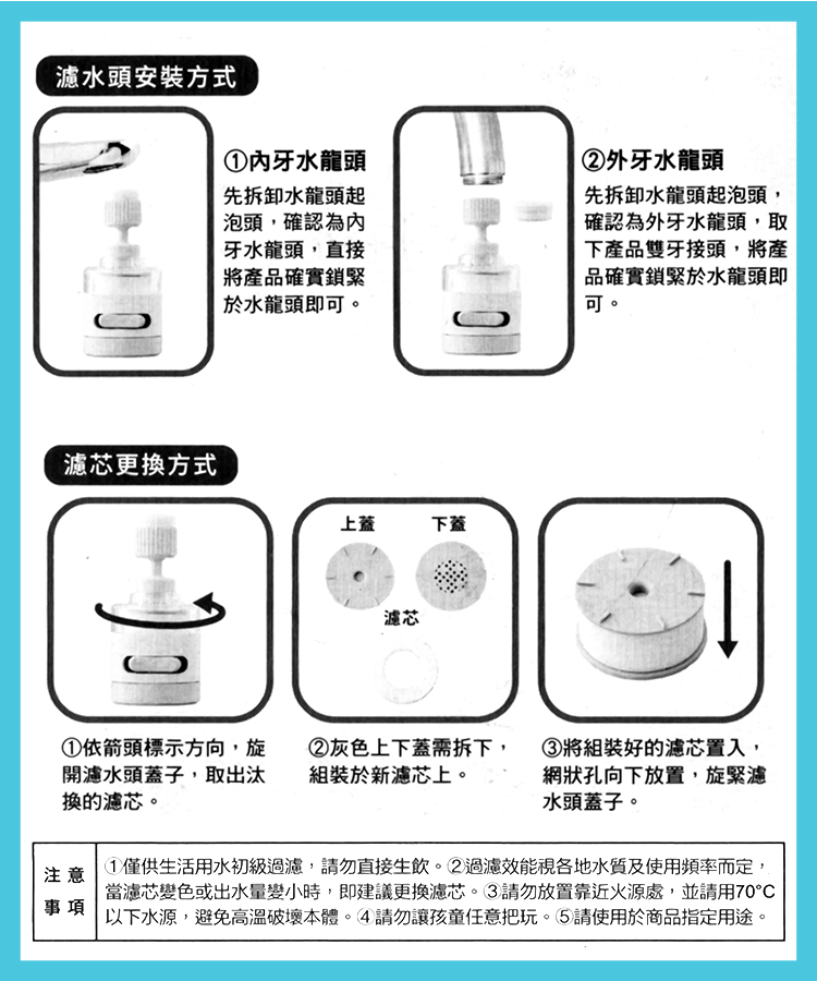 水電大叔/超廣角3段增壓濾水頭X1支+替換濾心-4入X2組, , large