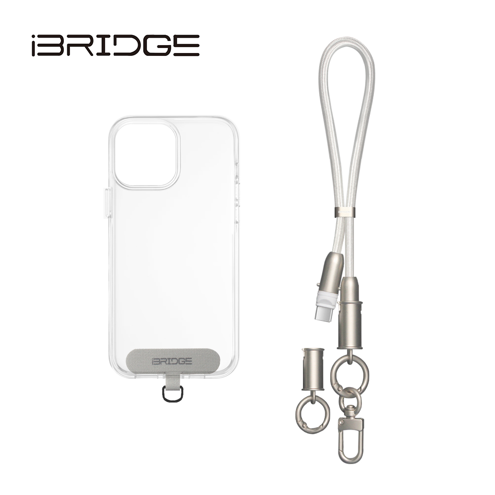 iBRIDGE Braided Lanyard Fast Charging Cable-35cm-Silver