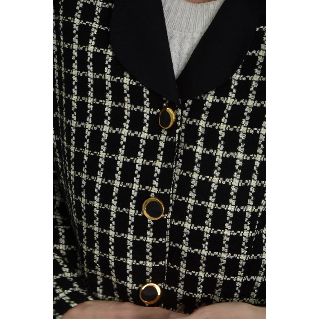 (L) sinziuan小香風排扣黑色外套二手衣, , large