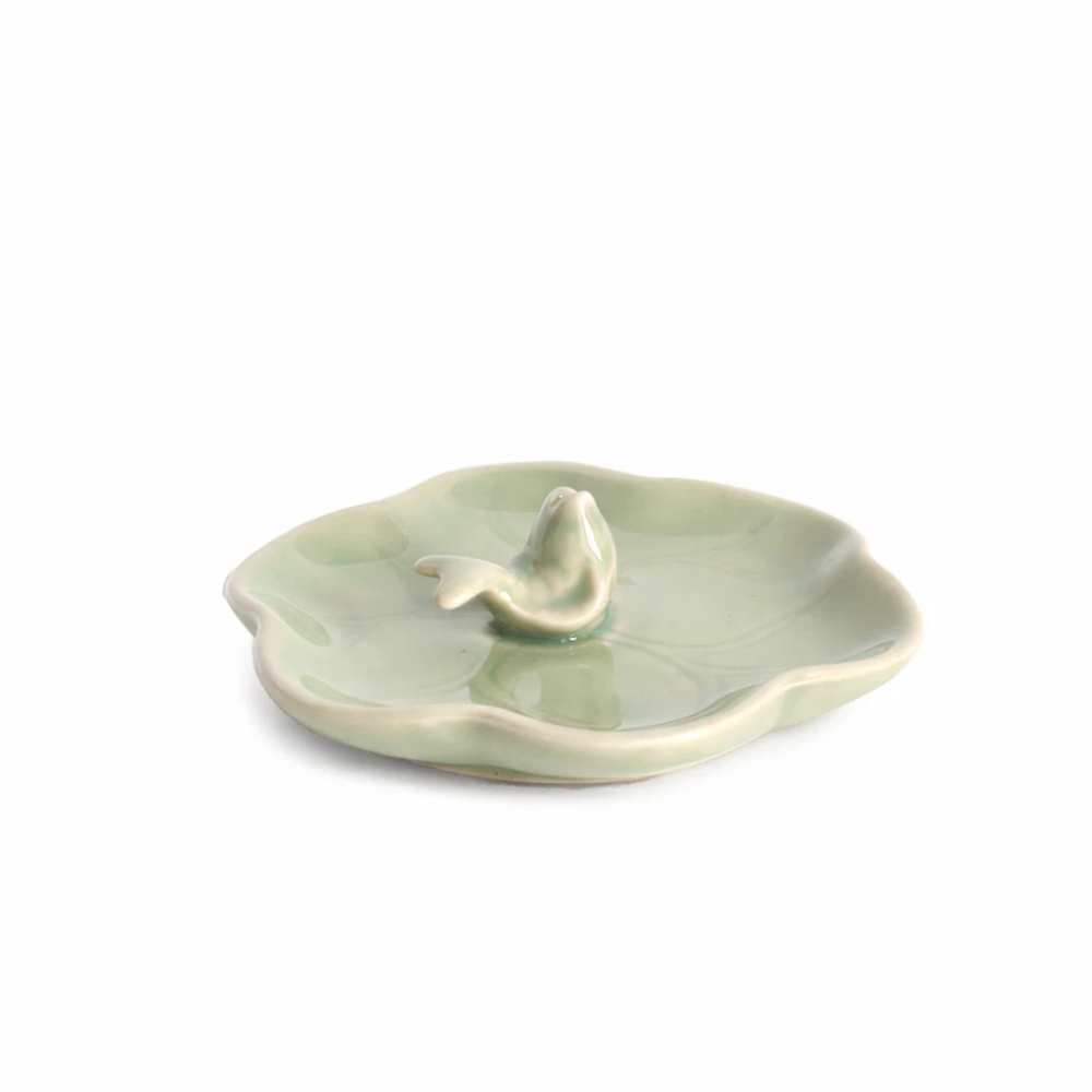 【A&R】招財開運 青瓷錦鯉香插盤 香薰爐, , large