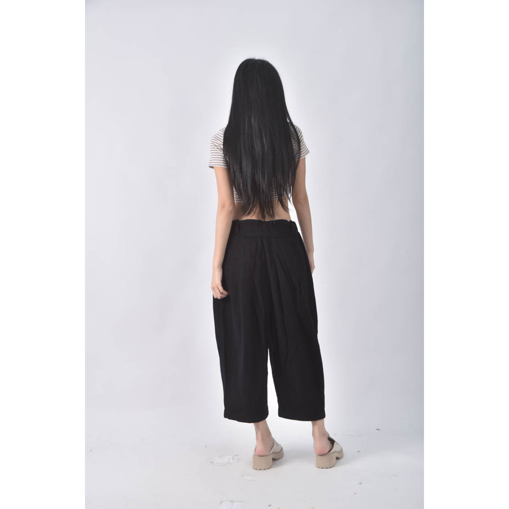 (F) whiple高腰羊毛純羊毛黑色長褲二手衣, , large