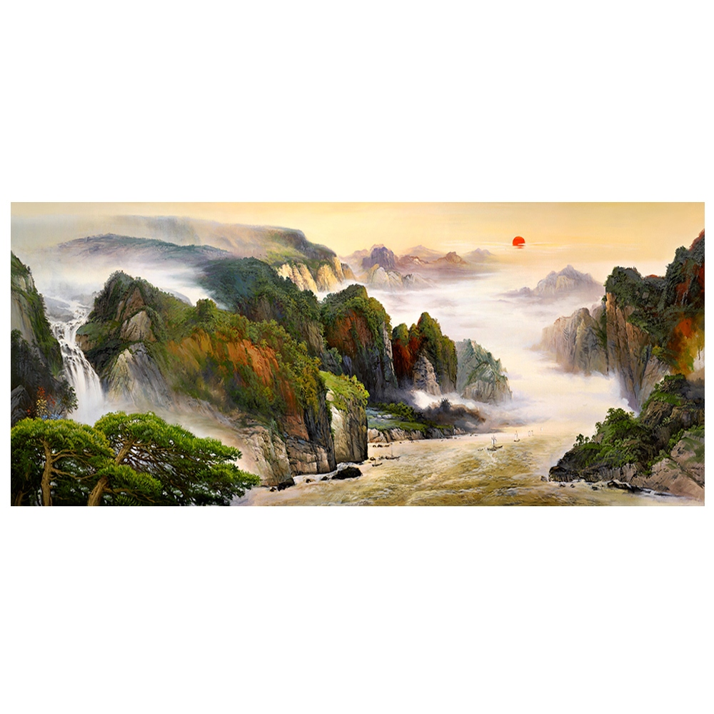 【御畫房】江山萬里 國家一級畫師手繪油畫60×120cm(VF-73), , large