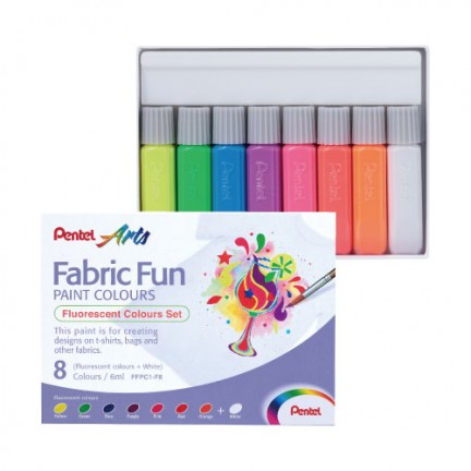 【 Pentel 飛龍 】染色用繪布水彩 閃亮／螢光組 8色 /盒   FFPC1 -  多款可選, , large