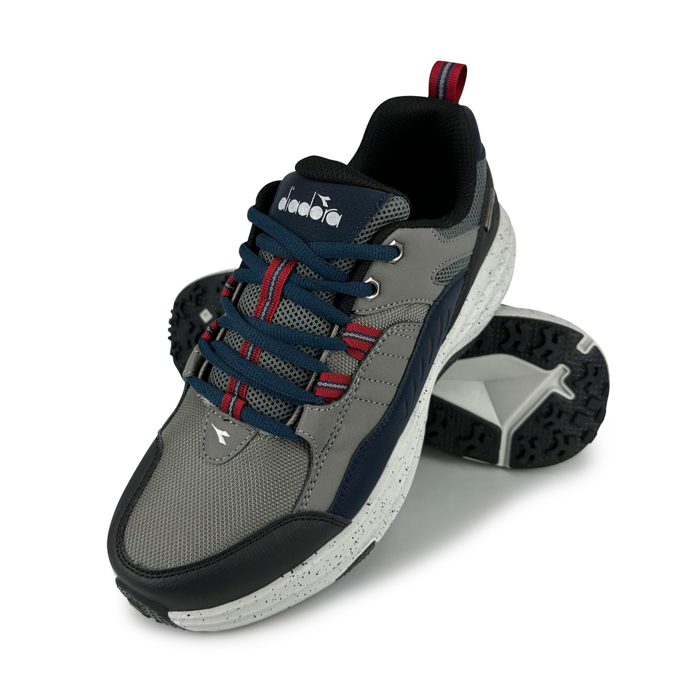 DIADORA迪亞多那 防潑水越野鞋 男運動鞋 登山鞋 寬楦 寬腳板 透氣 散熱 排濕 保護後跟 耐磨 防滑 米黑 灰藍, , large