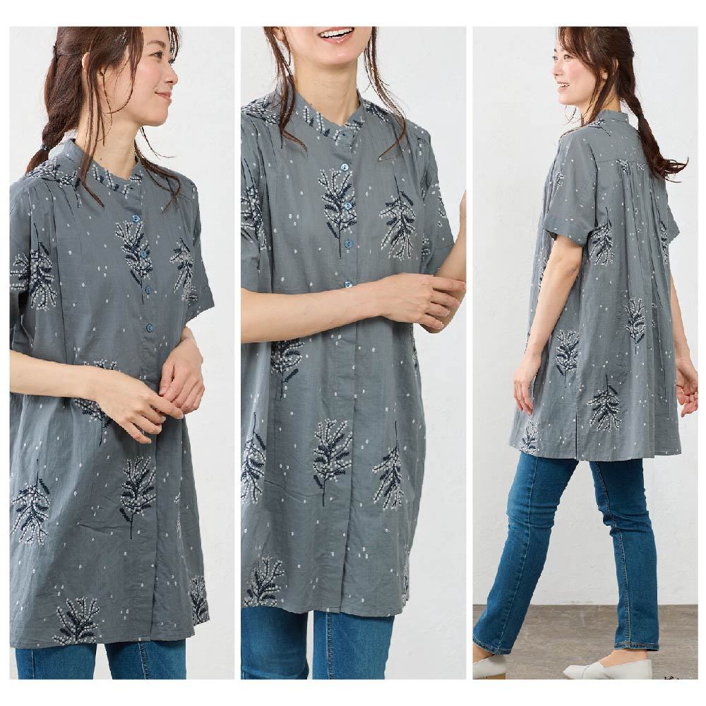 日本【SHONAGON】印度棉刺繡長版開襟襯衫, , large