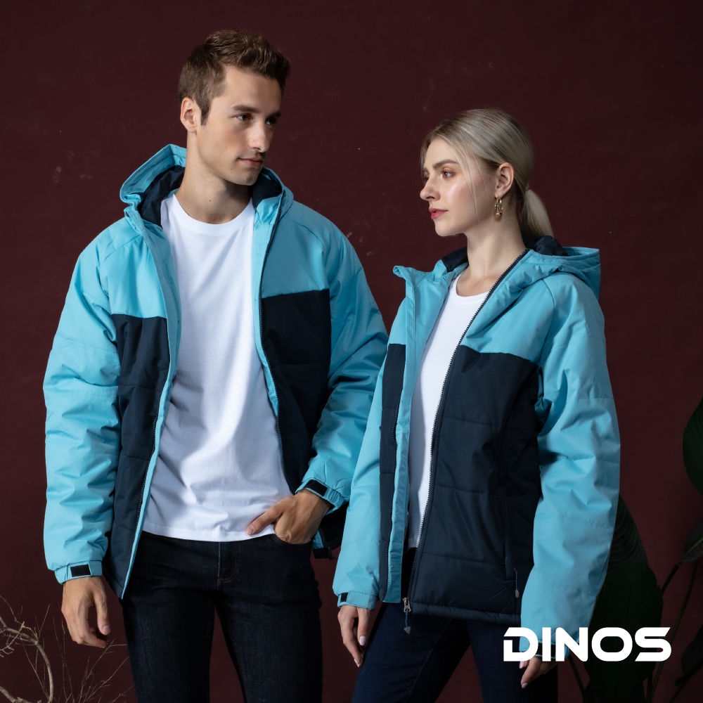 【DINOS】連帽休閒鋪棉防風防潑水外套 M/湖水藍, , large