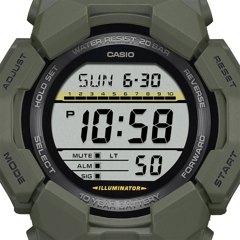 CASIO 卡西歐 G-SHOCK 軍綠色10年電力 大螢幕電子錶 學生錶 GD-010-3, , large