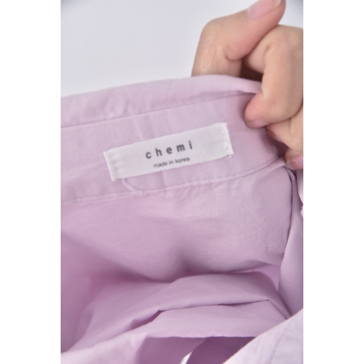 (S) chemi韓牌質感修身短版粉色襯衫上衣二手衣, , large