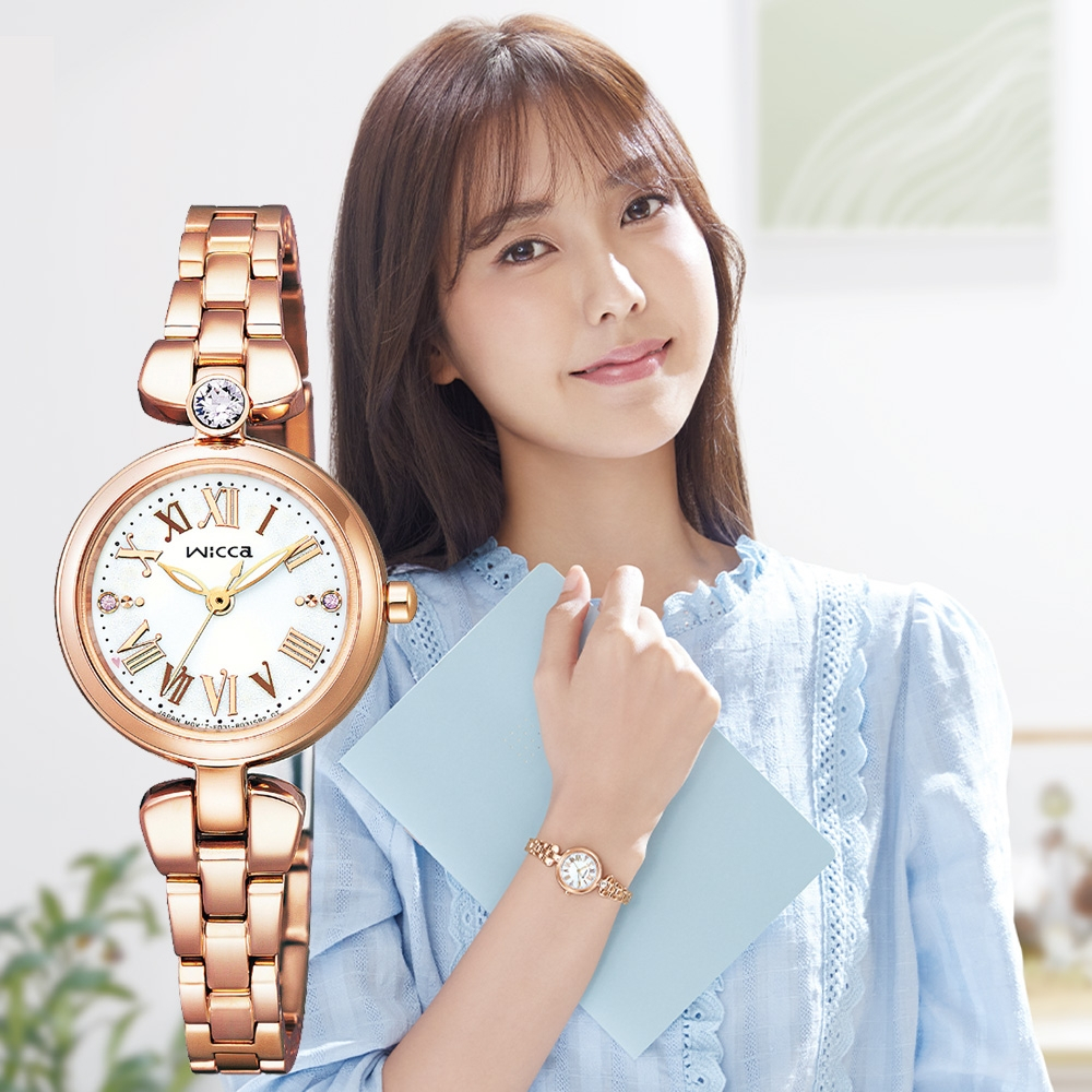 CITIZEN 星辰 Wicca 廣告款 太陽能晶鑽女錶-玫瑰金/23.5mm KP5-662-11, , large