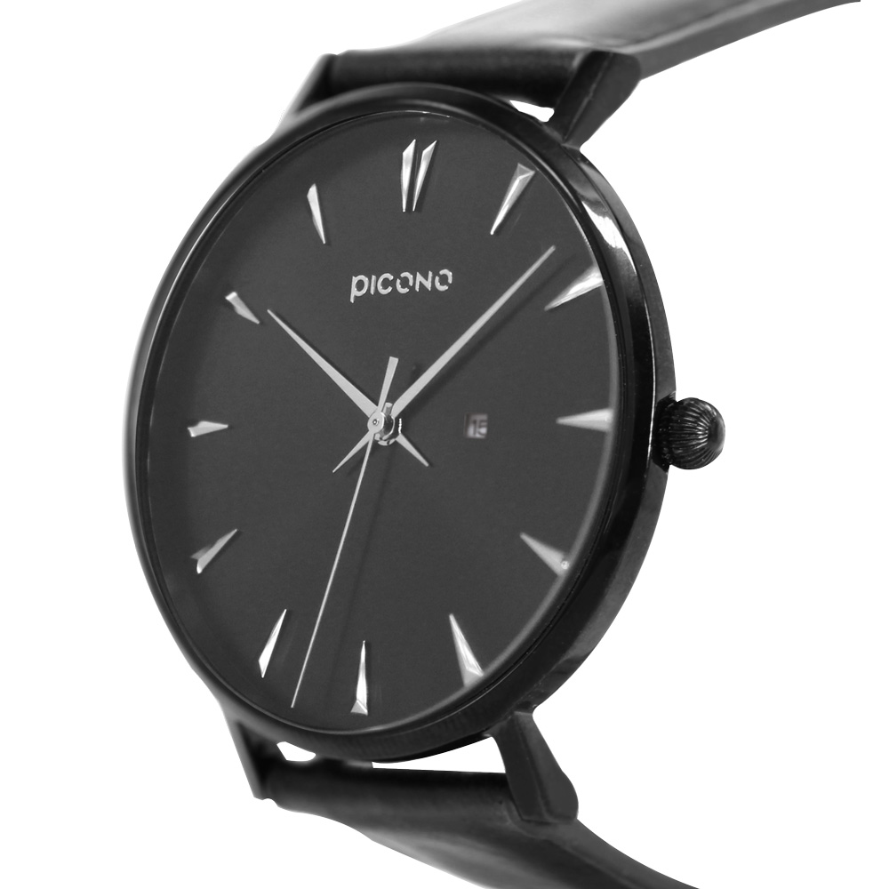 【PICONO】Te amo collection black leather strap couple watch-Men / JE-12101, , large