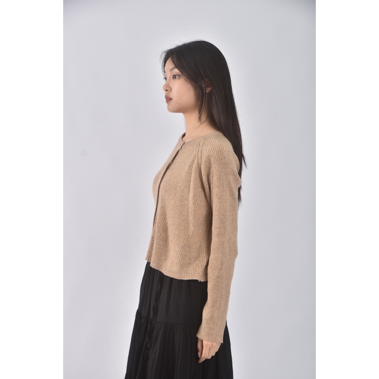 (S) manhattan質感圓領杏色長袖上衣二手衣, , large