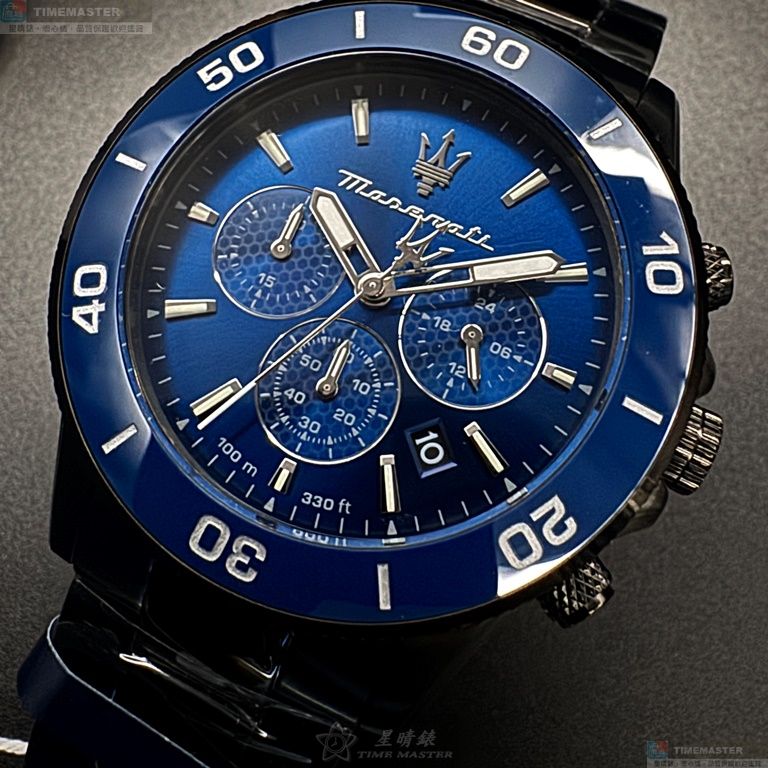 [星晴錶業]MASERATI手錶,44mm,R8873600005寶藍色錶面寶藍錶殼深黑色精鋼錶帶款, , large