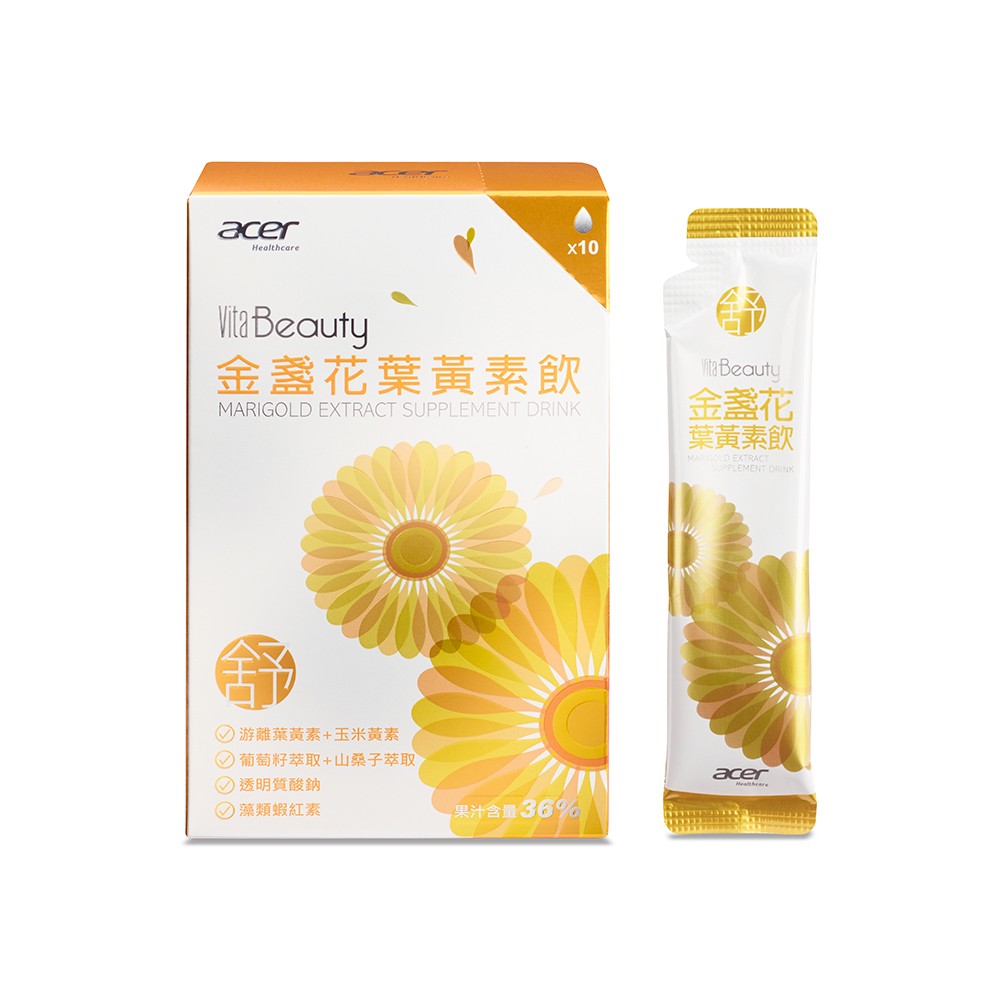 【宏碁健康】VitaBeauty金盞花葉黃素飲5入組(共50包), , large