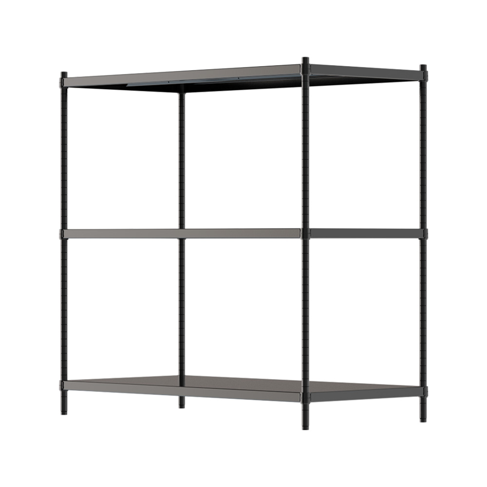 【Y HOUSE】120x60x120 cm three-layer hole-free iron plate storage rack rack iron rack - black paint, , large