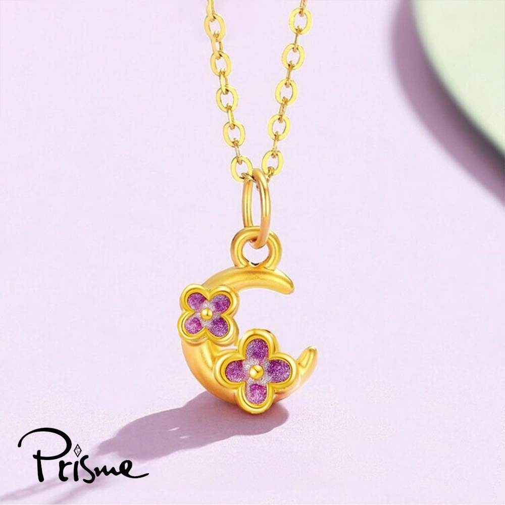 【Prisme Gold】黃金項鍊 桂花月亮 鍊墜項鍊 (金重：約0.08錢±0.03), , large
