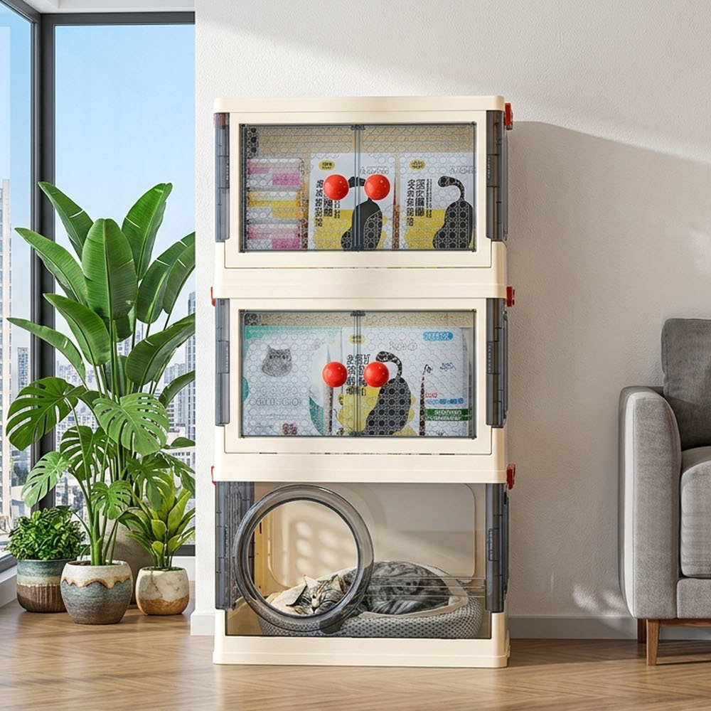 【AOTTO】四季通用室內可拆貓窩折疊三層收納櫃(AL-243)