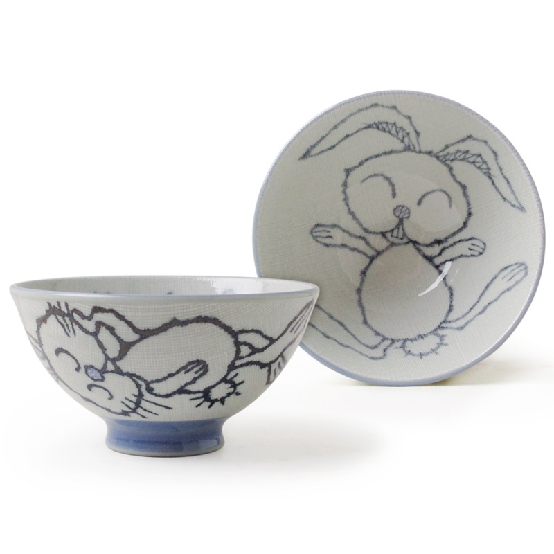 [豐名日本餐具] 4.0"碗 兔子 水青 / C04RB0-189-4, , large