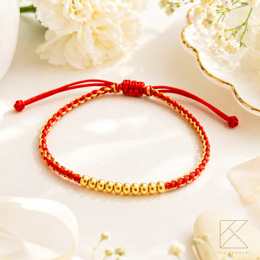 【TLH】母親節限定 黃金墜手鍊 純金999 十全十美 約重0.05錢&plusmn;0.01 贈母親節禮盒包裝, , large