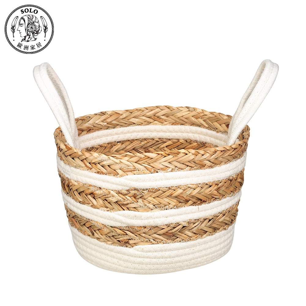 【SOLO歐洲家居】LCW Home 28cm 雙耳藤編收納籃 手工編織 花籃 水果籃 洗衣籃 居家擺飾, , large