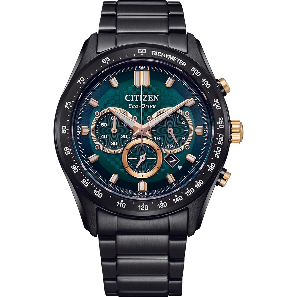 CITIZEN 星辰 光動能格紋計時手錶 CA4536-86X, , large